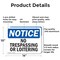 Signmission No Trespassing Or Loitering OSHA Notice Sign, Aluminum, 14in W x 10in L, 2PK OS-2PACK-NS-A-1014-L-14957 - alternate 6